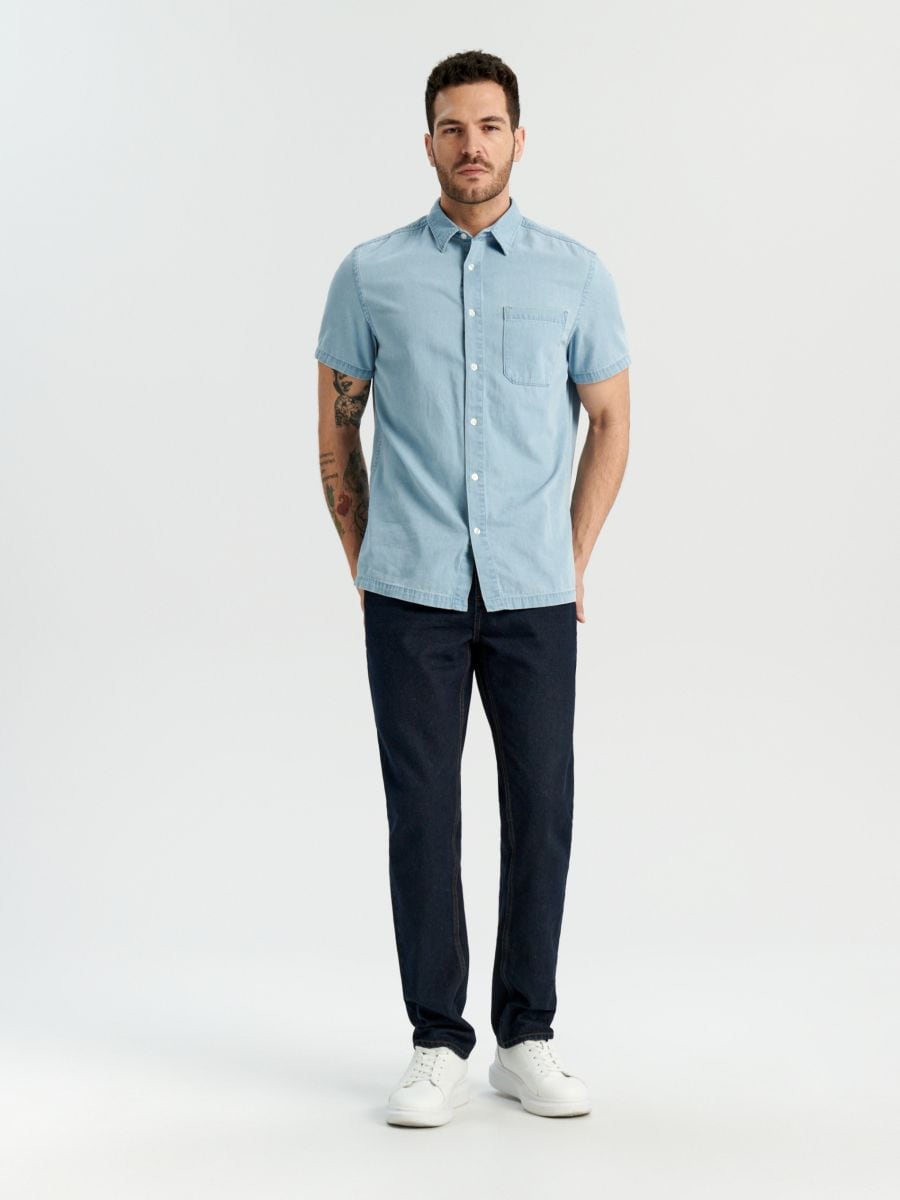 Marškiniai regular fit - mėlyna - SINSAY