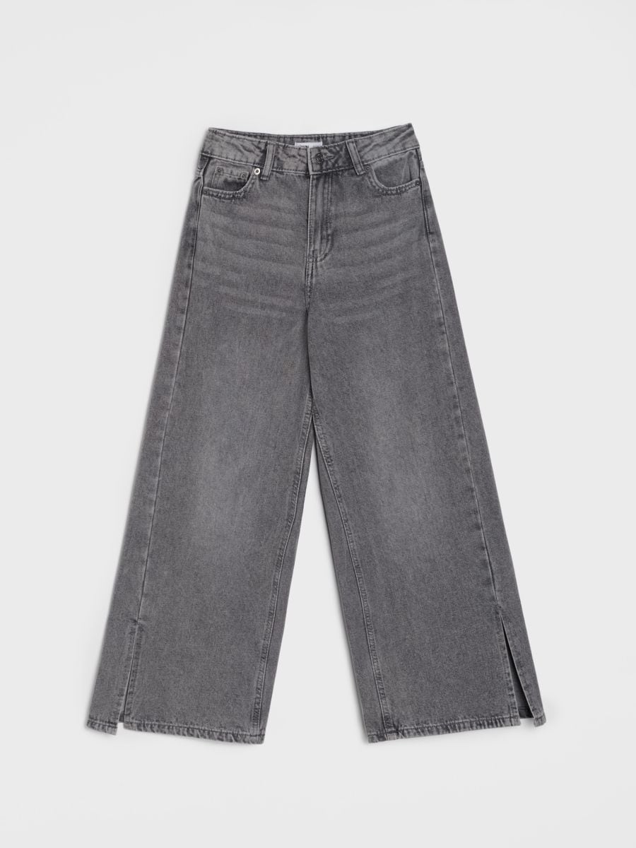 Farmerke širokog kroja sa efektom istrošenosti - svetlo siva - SINSAY