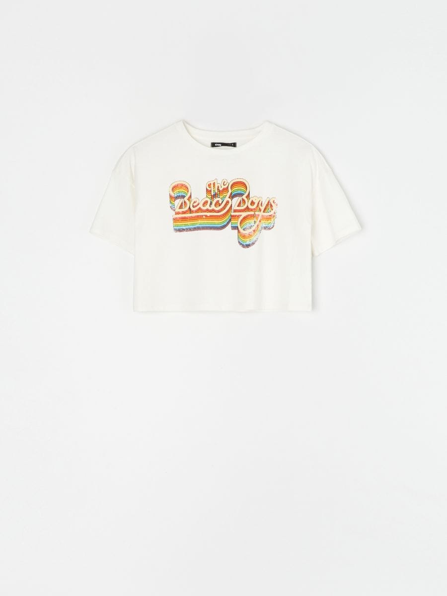 T-shirt in cotone con stampa The Beach Boys - panna - SINSAY