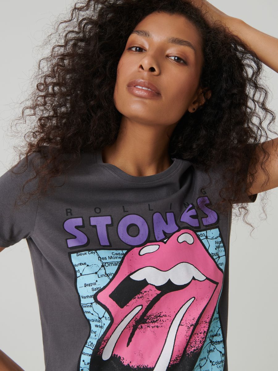 Grey rolling stones outlet t shirt