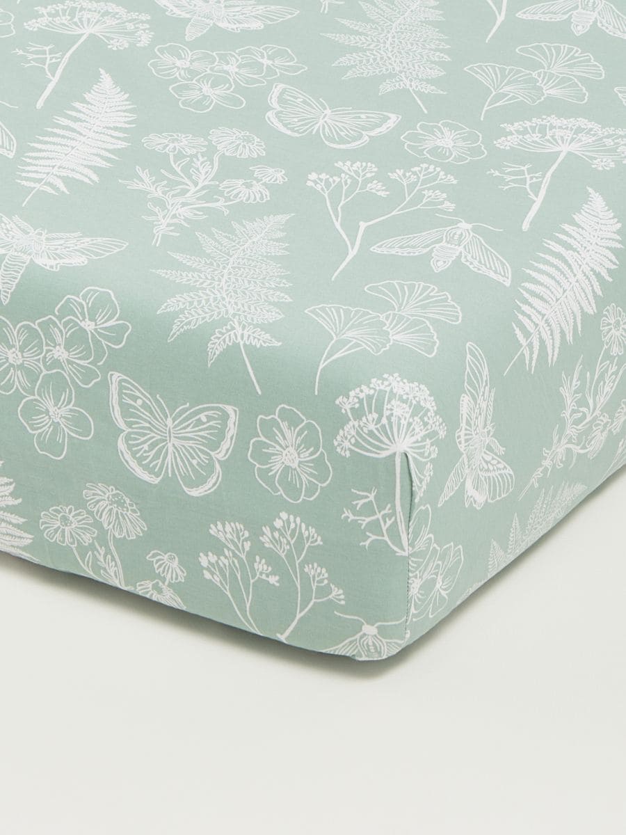 Bavlnené posteľné prestieradlo s gumičkou - mätová zelená - SINSAY