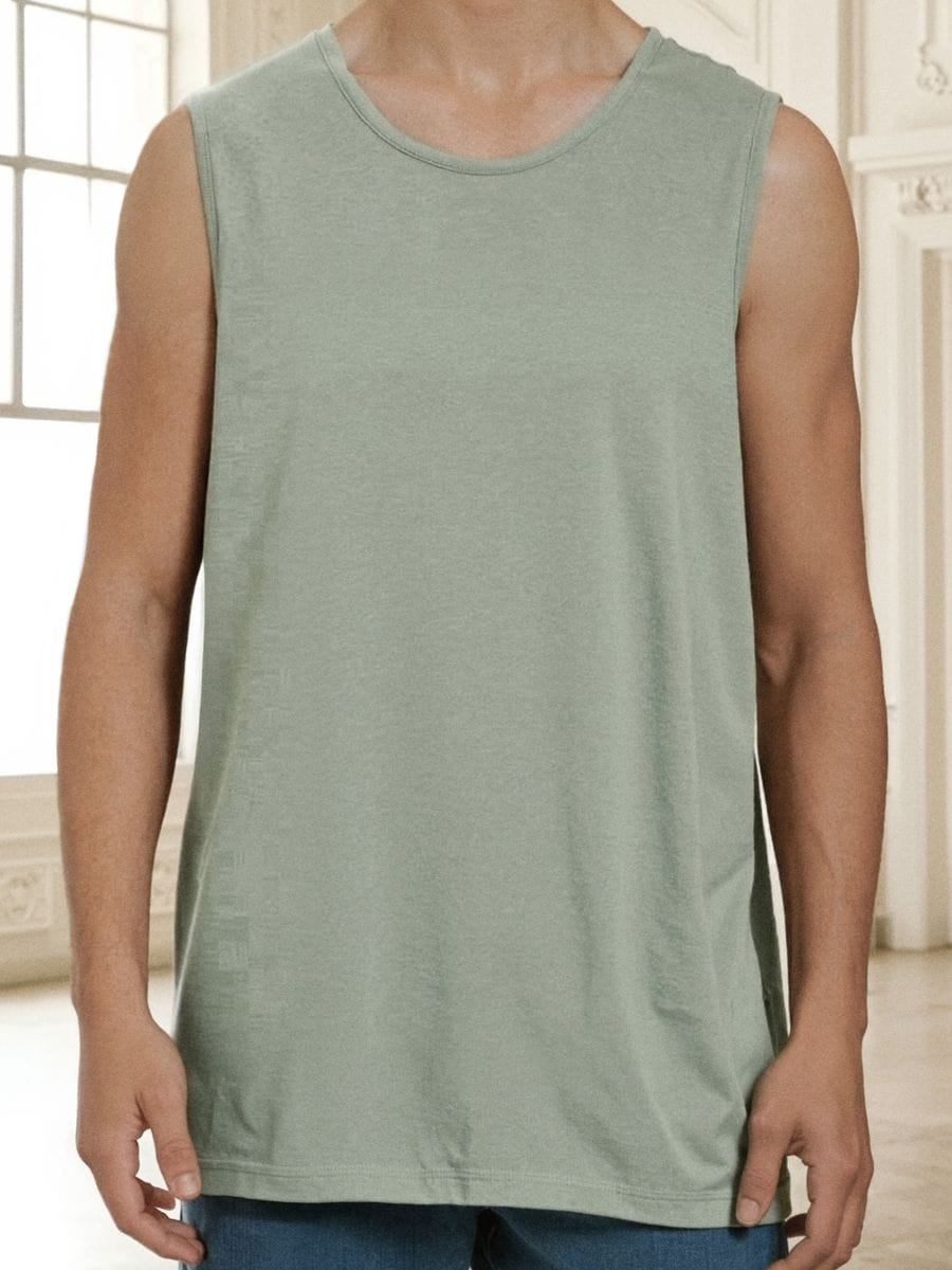 Bawełniany tank top basic - zielony - SINSAY
