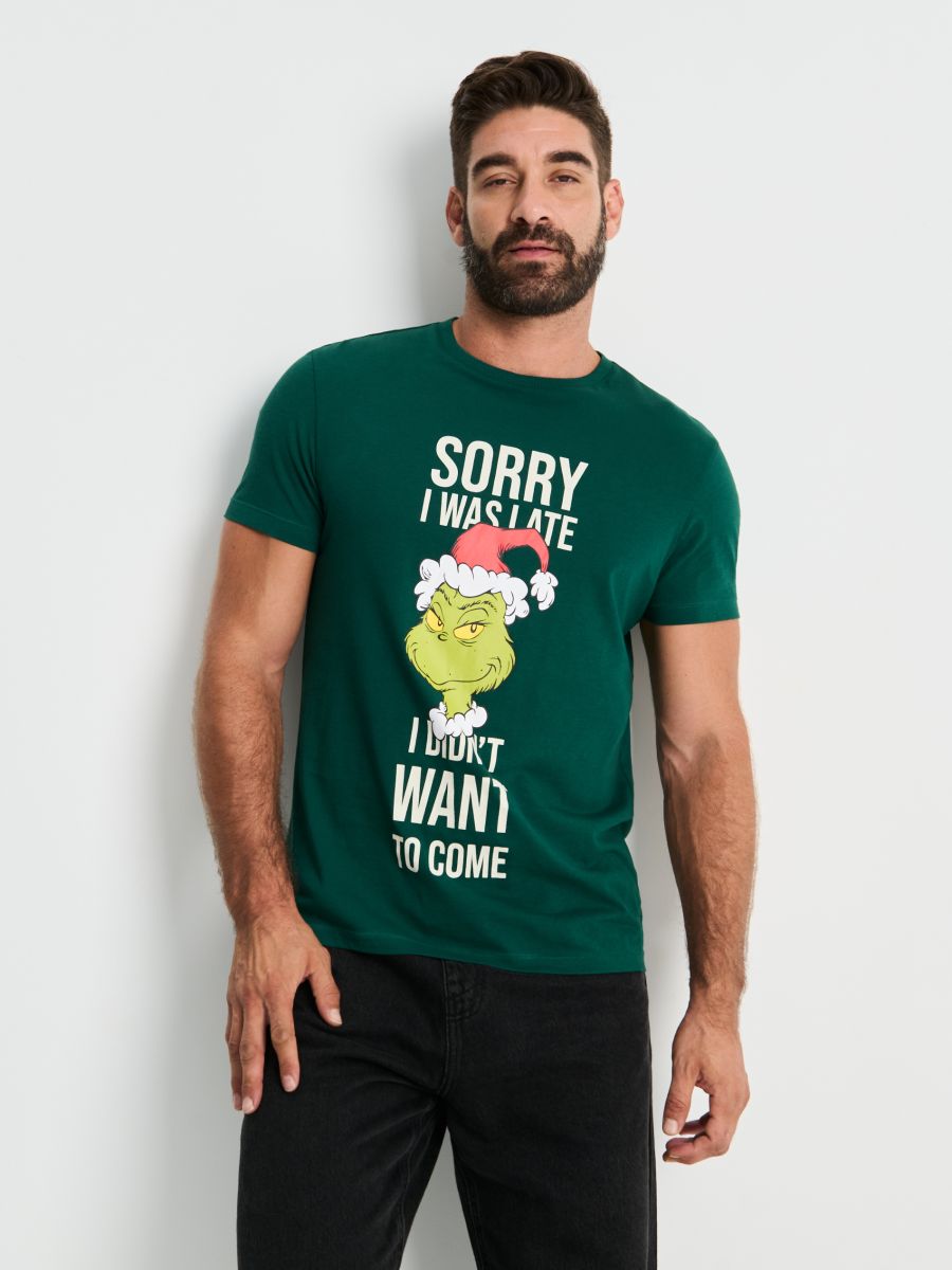 Majica s kratkimi rokavi Grinch - jekleno zelena - SINSAY