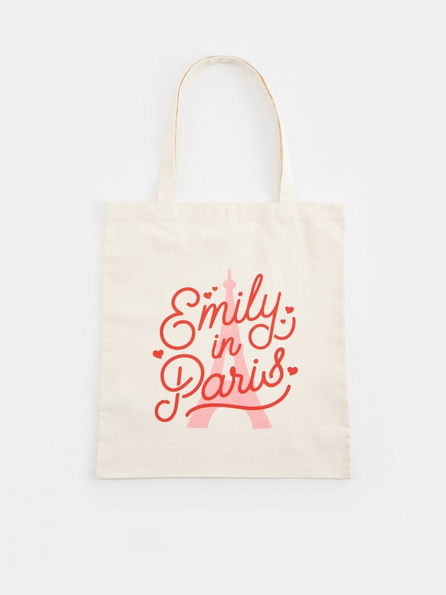 Чанта тип shopper Emily in Paris - кремав - SINSAY