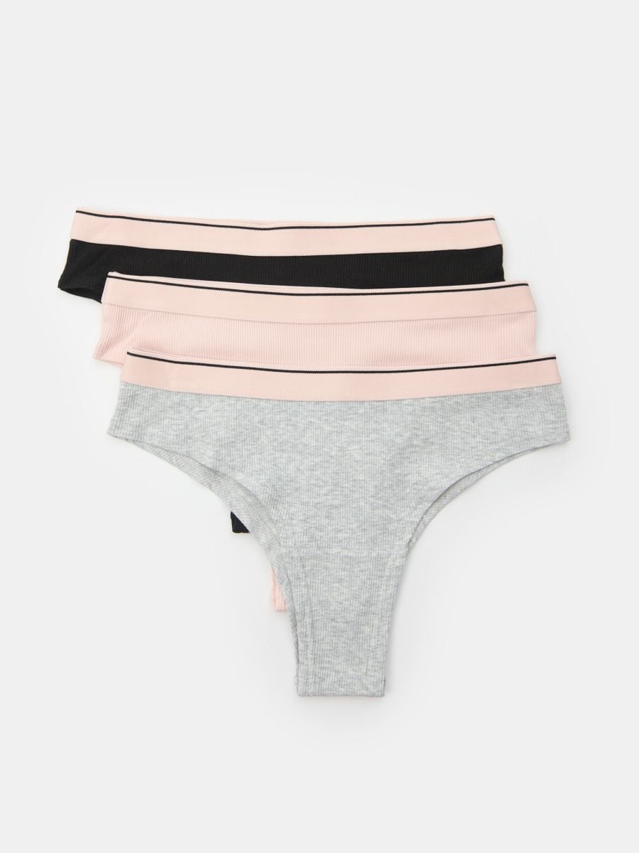 Chiloți brazilieni din bumbac 3 pack - multicolor - SINSAY