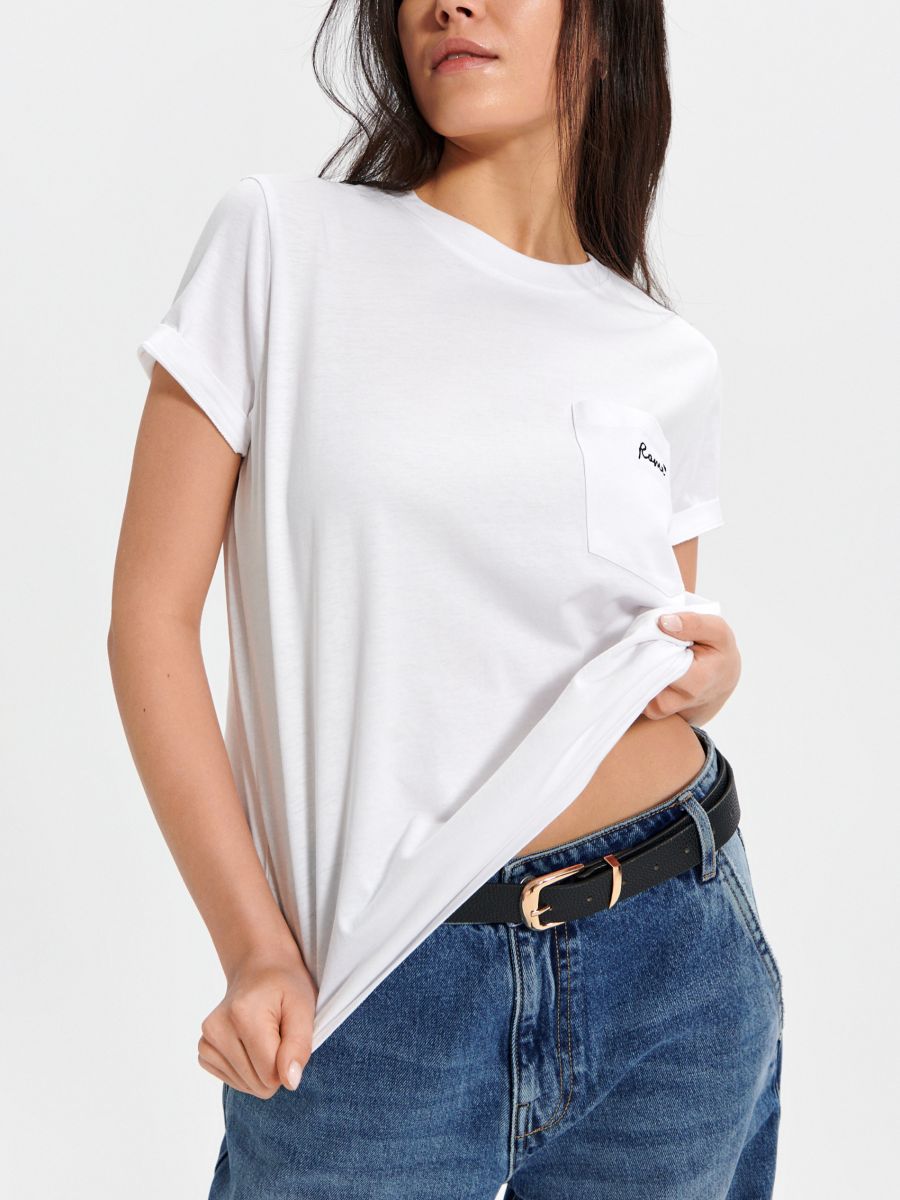 T-Shirt mit Print - Weiß - SINSAY