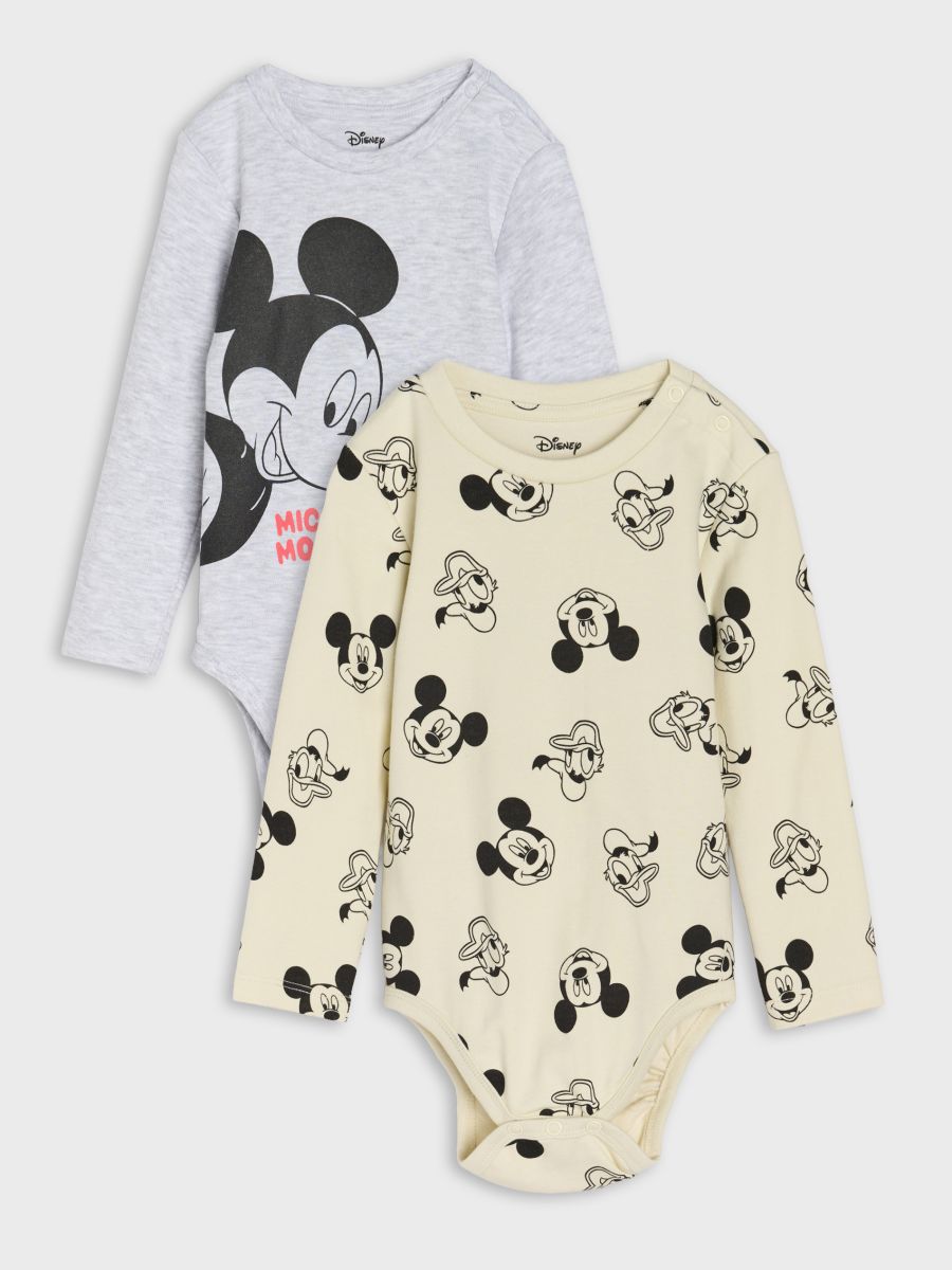 Komplet 2 bombažnih bodijev Mickey Mouse - svetlo siva - SINSAY