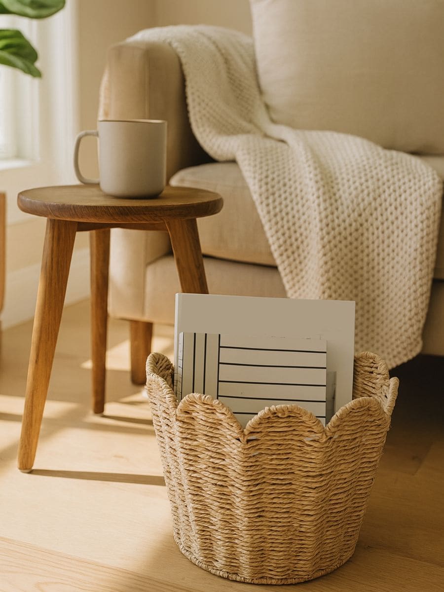 Pletena košara za shranjevanje - bež - SINSAY