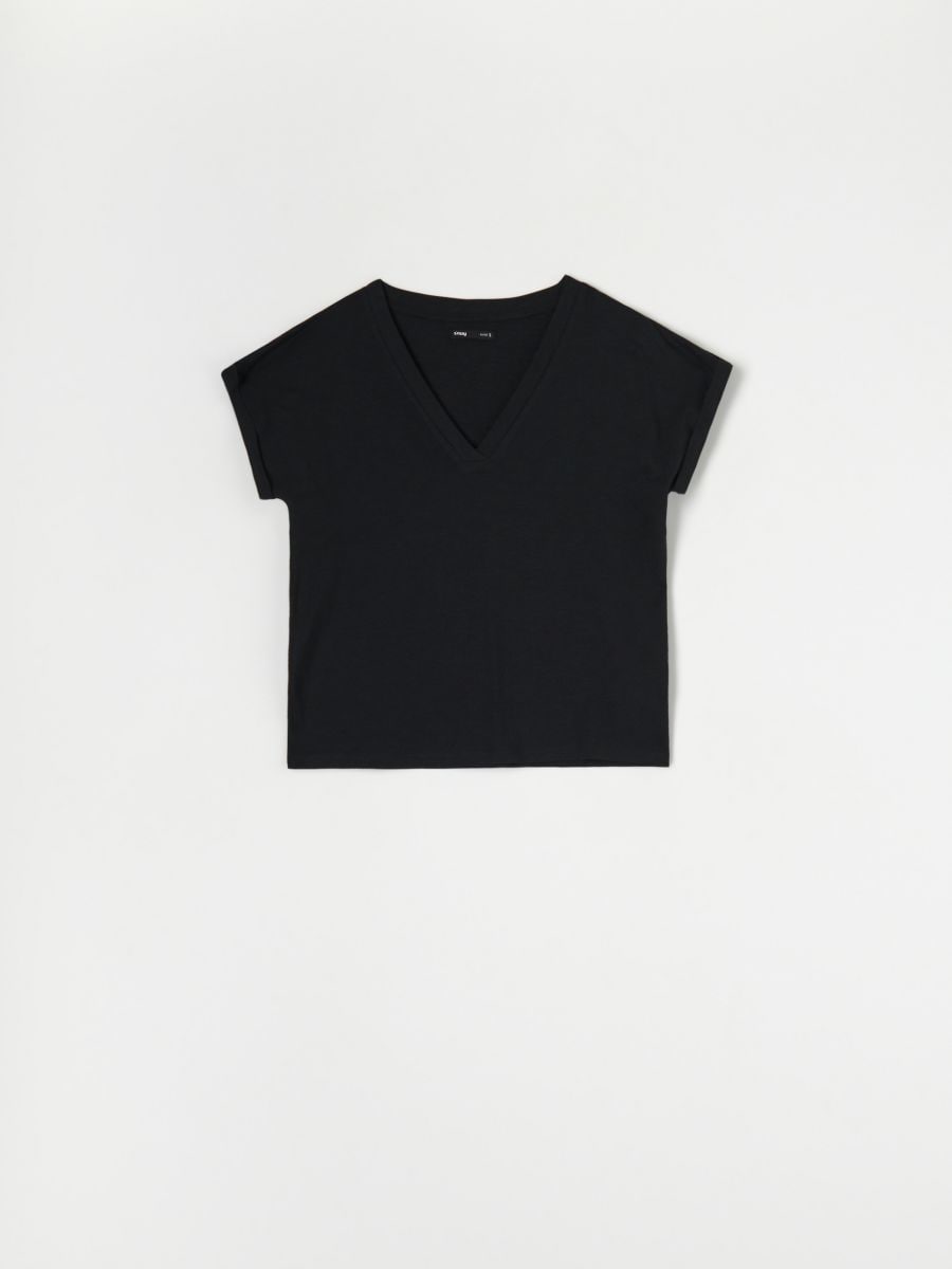 Koszulka bawełniana - czarny - SINSAY