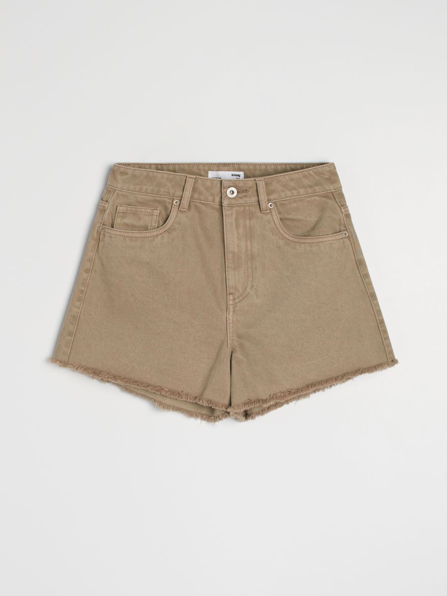 Kratke hlače iz džinsa high waist - zelena - SINSAY
