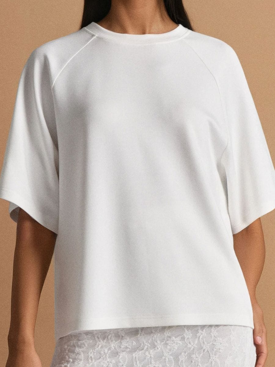 Bluza z domieszką wiskozy - kremowy - SINSAY