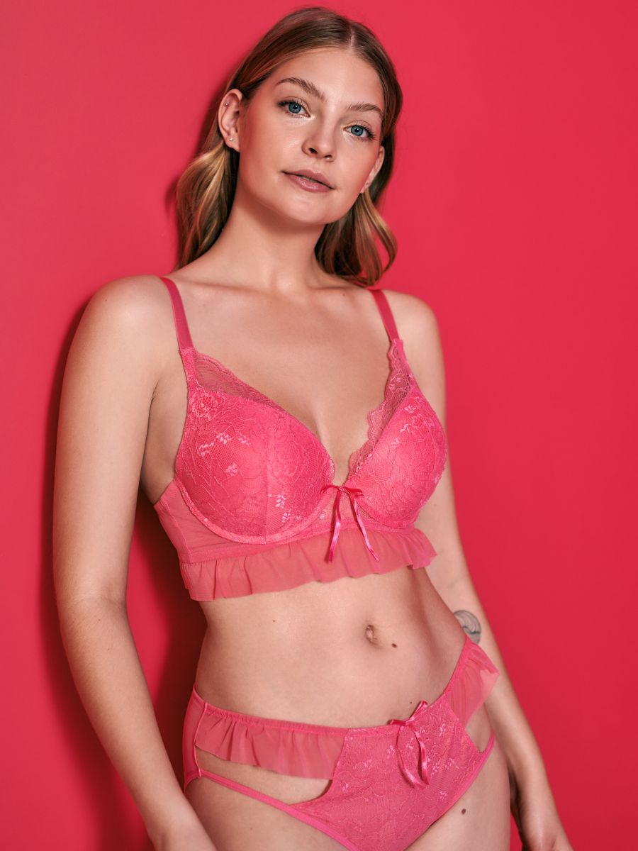 Lace push up bra Color hot pink - SINSAY - 8306F-42X