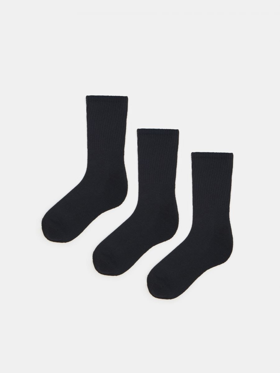 Rippstrick-Socken, 3er-Pack - Schwarz - SINSAY