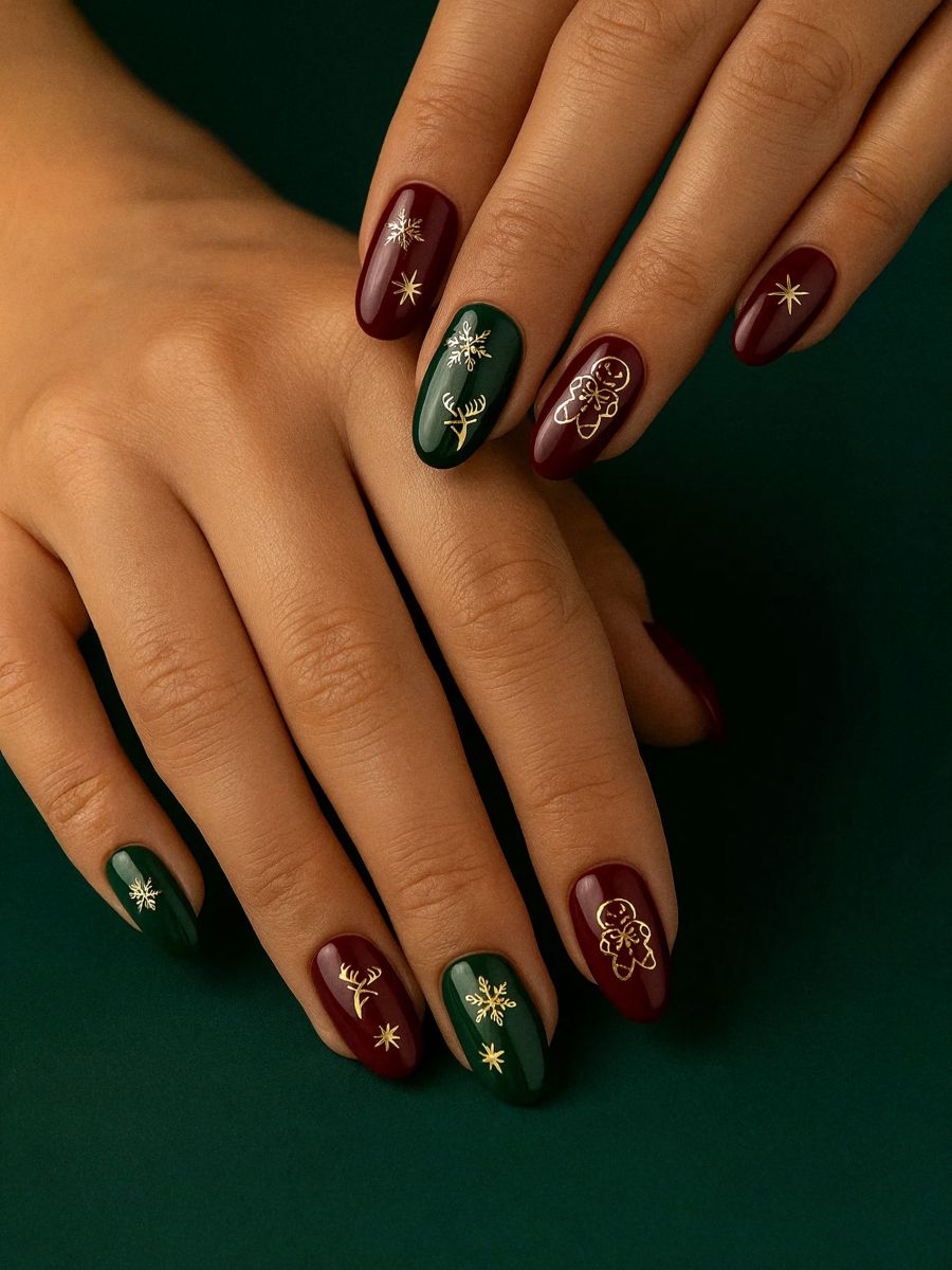 Naklejki na paznokcie w motywie świątecznym - złoty - SINSAY