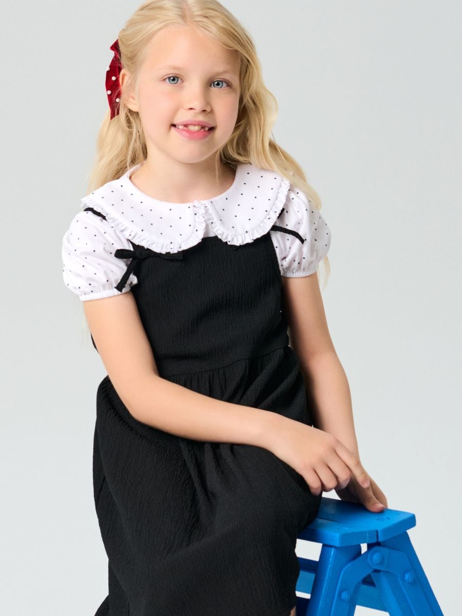 Tricou cu guler - alb - SINSAY