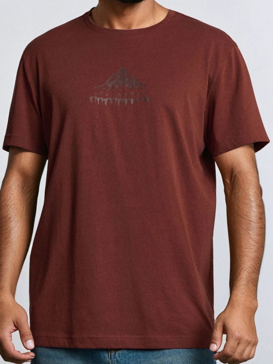 Oversize bombažna majica s potiskom - karmin - SINSAY