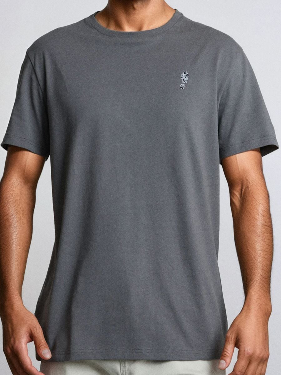 Футболка regular fit - темно-сірий - SINSAY