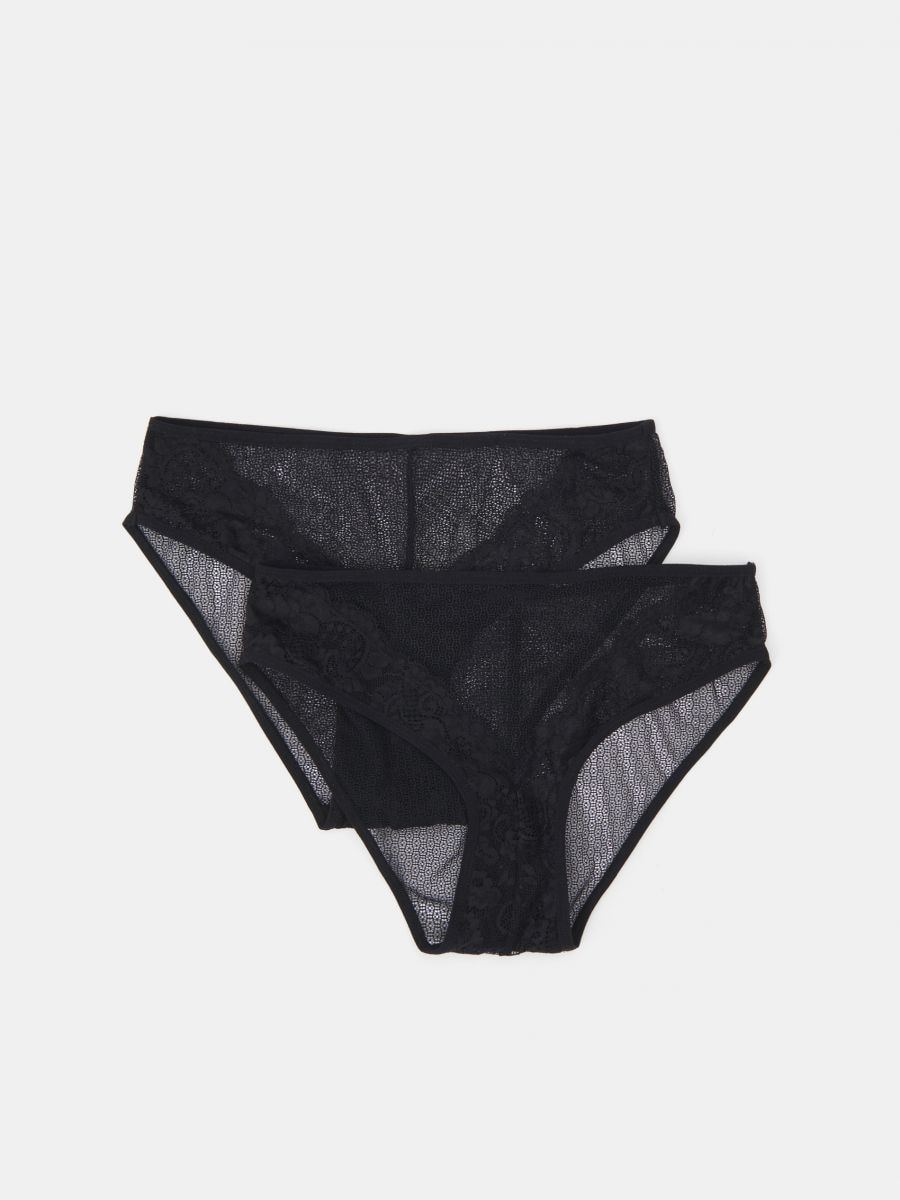 Lace knickers 2 pack - black - SINSAY