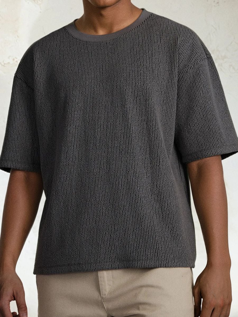 Pulover z okrasnim ovratnikom - temno siva - SINSAY