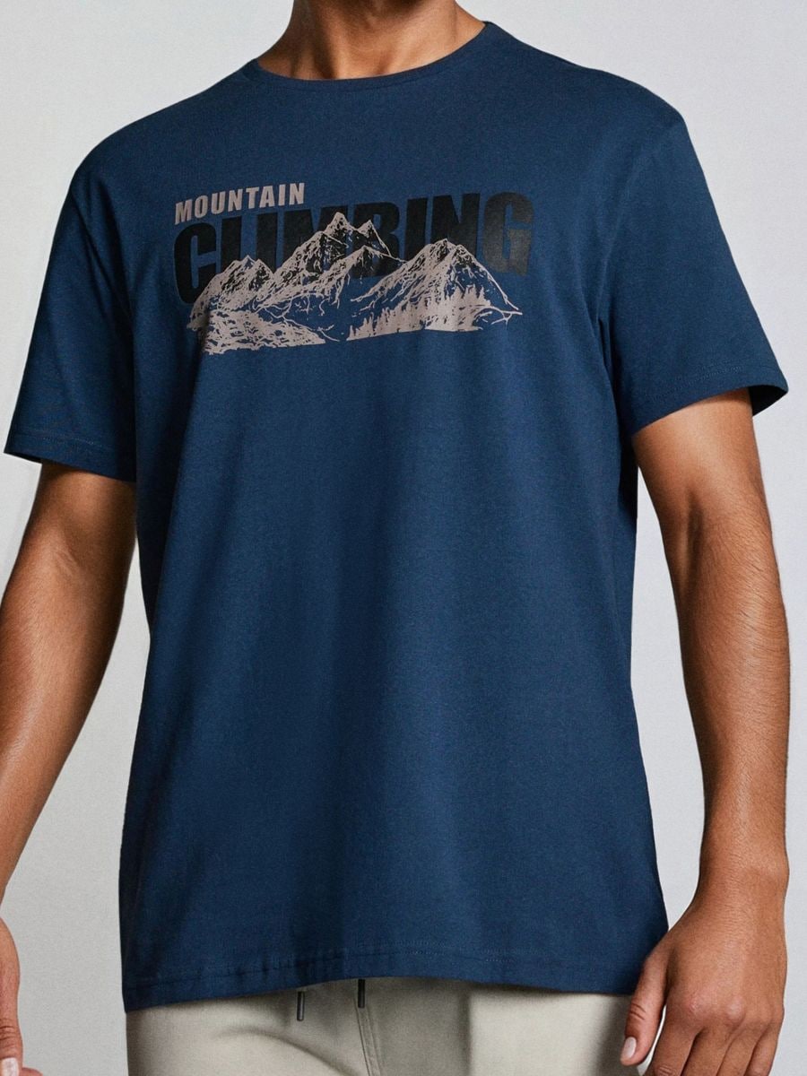 Tricou cu mânecă scurtă - bleumarin - SINSAY