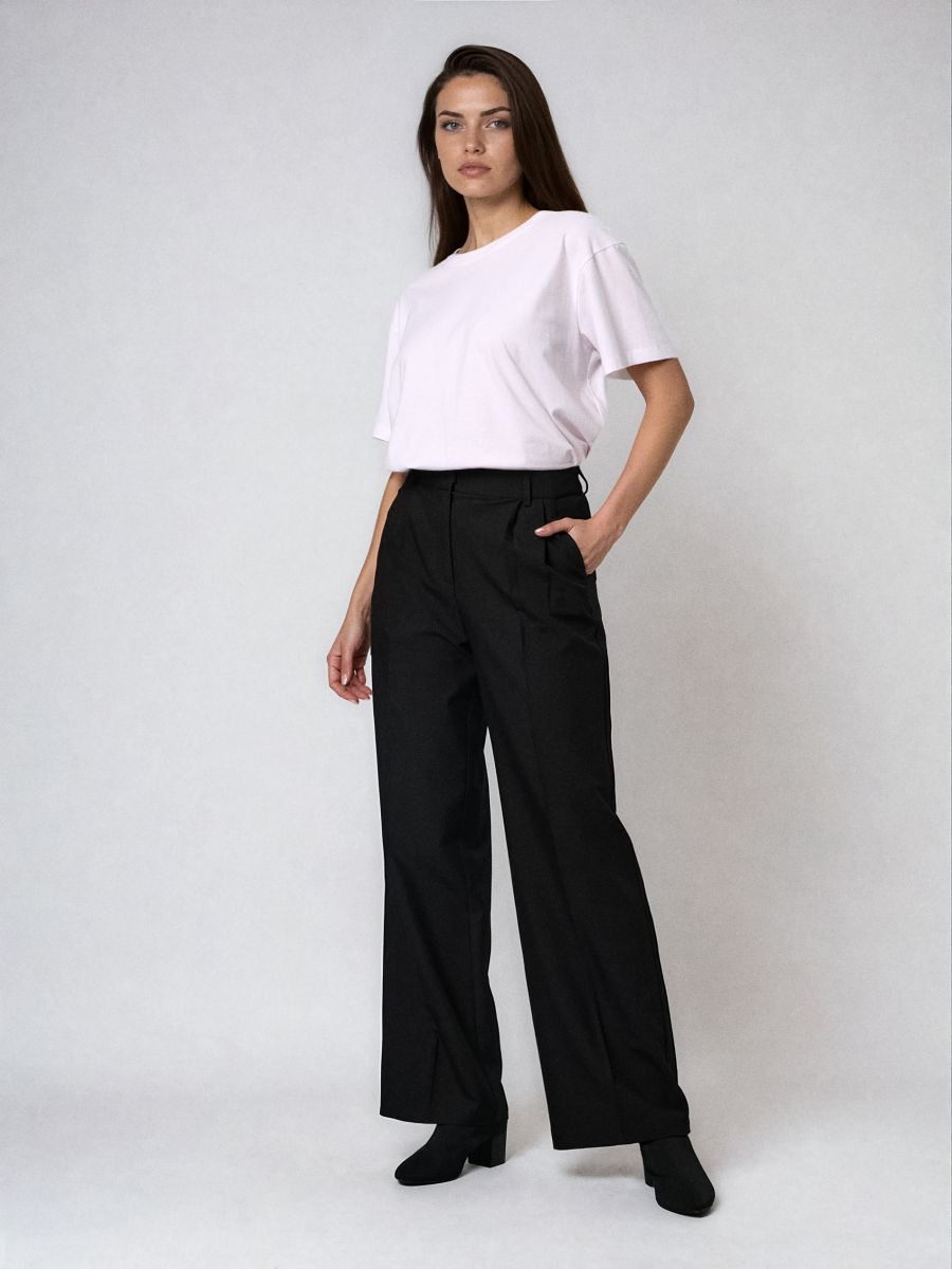 Wide leg hlače - crno - SINSAY