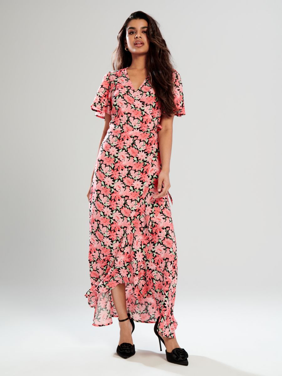 Maxi obleka s cvetličnim vzorcem - večbarvna - SINSAY
