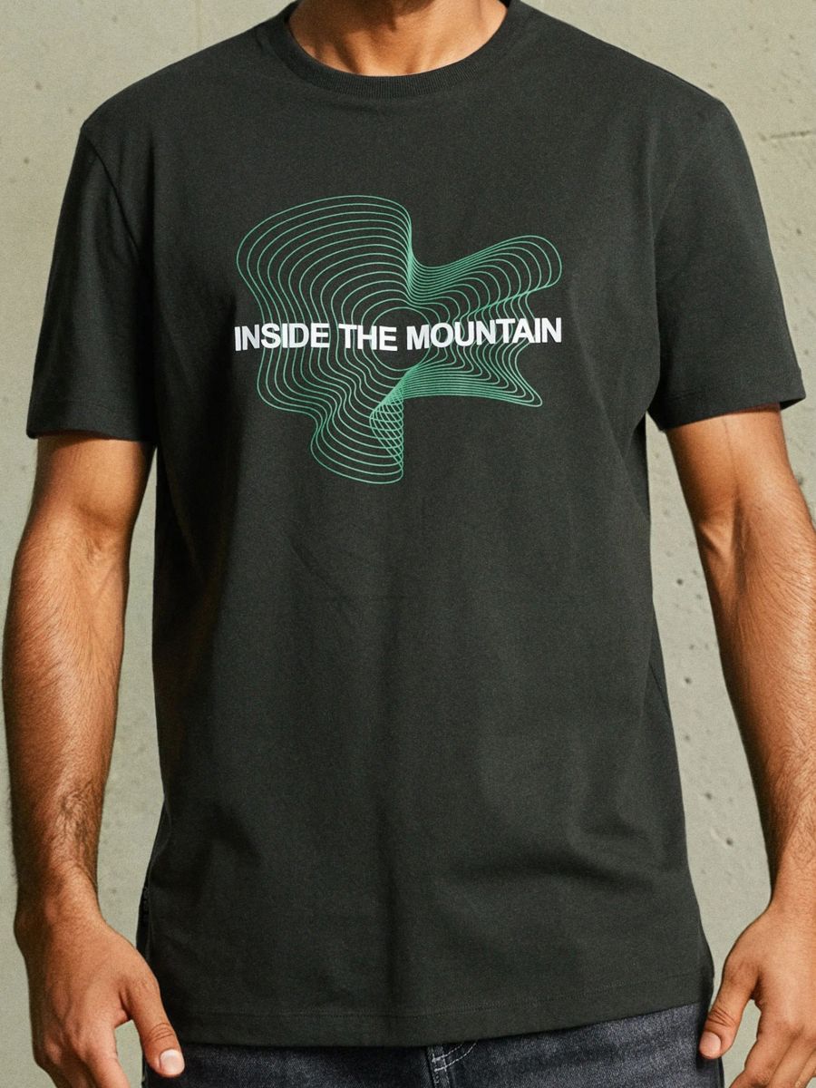 Бавовняна oversize футболка з принтом - темно-зелений - SINSAY