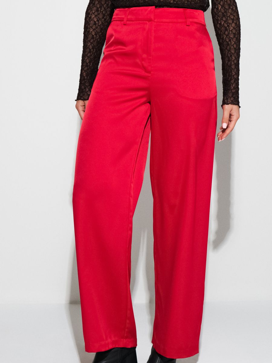 Pantaloni wide leg - roșu - SINSAY