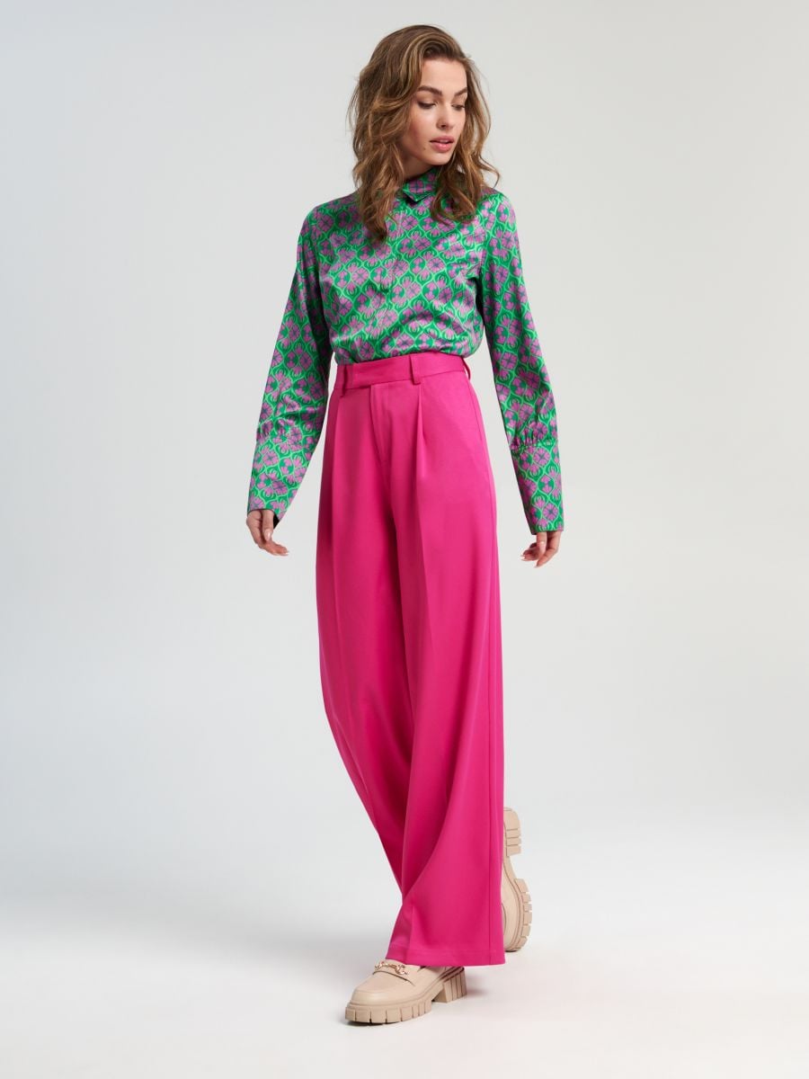 Wide leg trousers Color hot pink - SINSAY - 8602A-42X