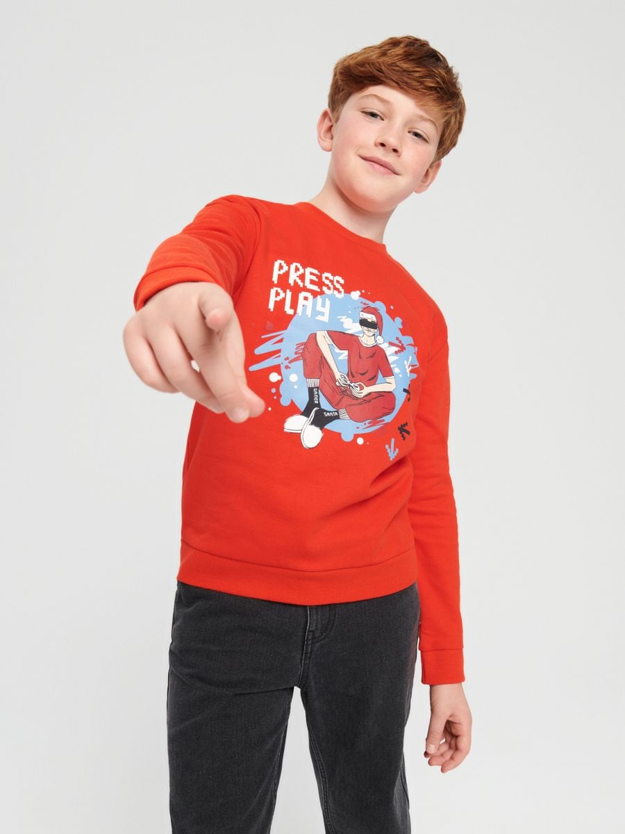 Sweatshirt with print - spicy red - SINSAY