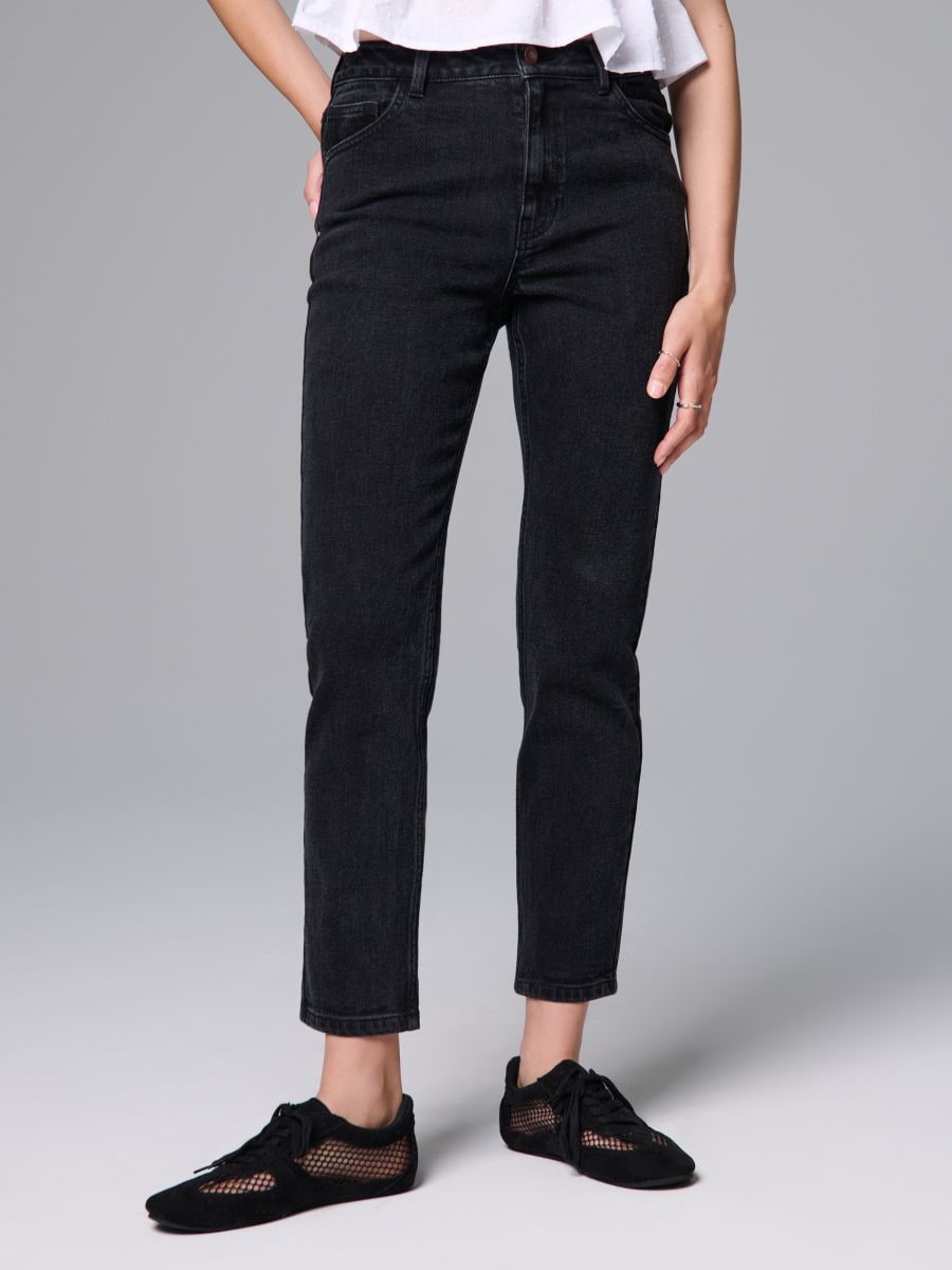 Džíny mom fit - černá - SINSAY