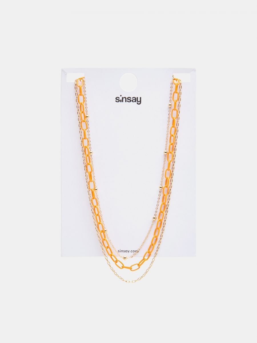 Komplet 3 ogrlic - svetlo oranžna - SINSAY