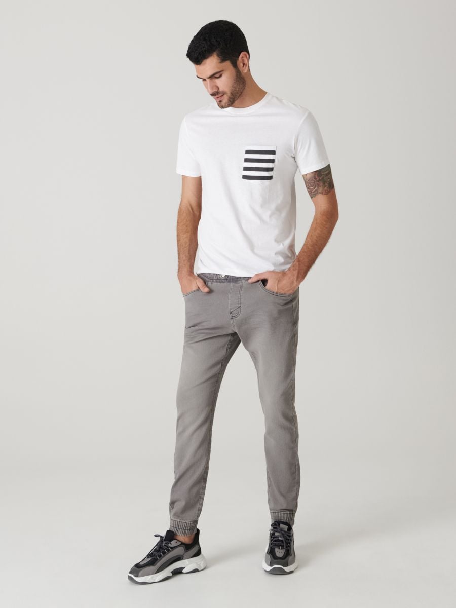 Slim jogger jeans - light grey - SINSAY