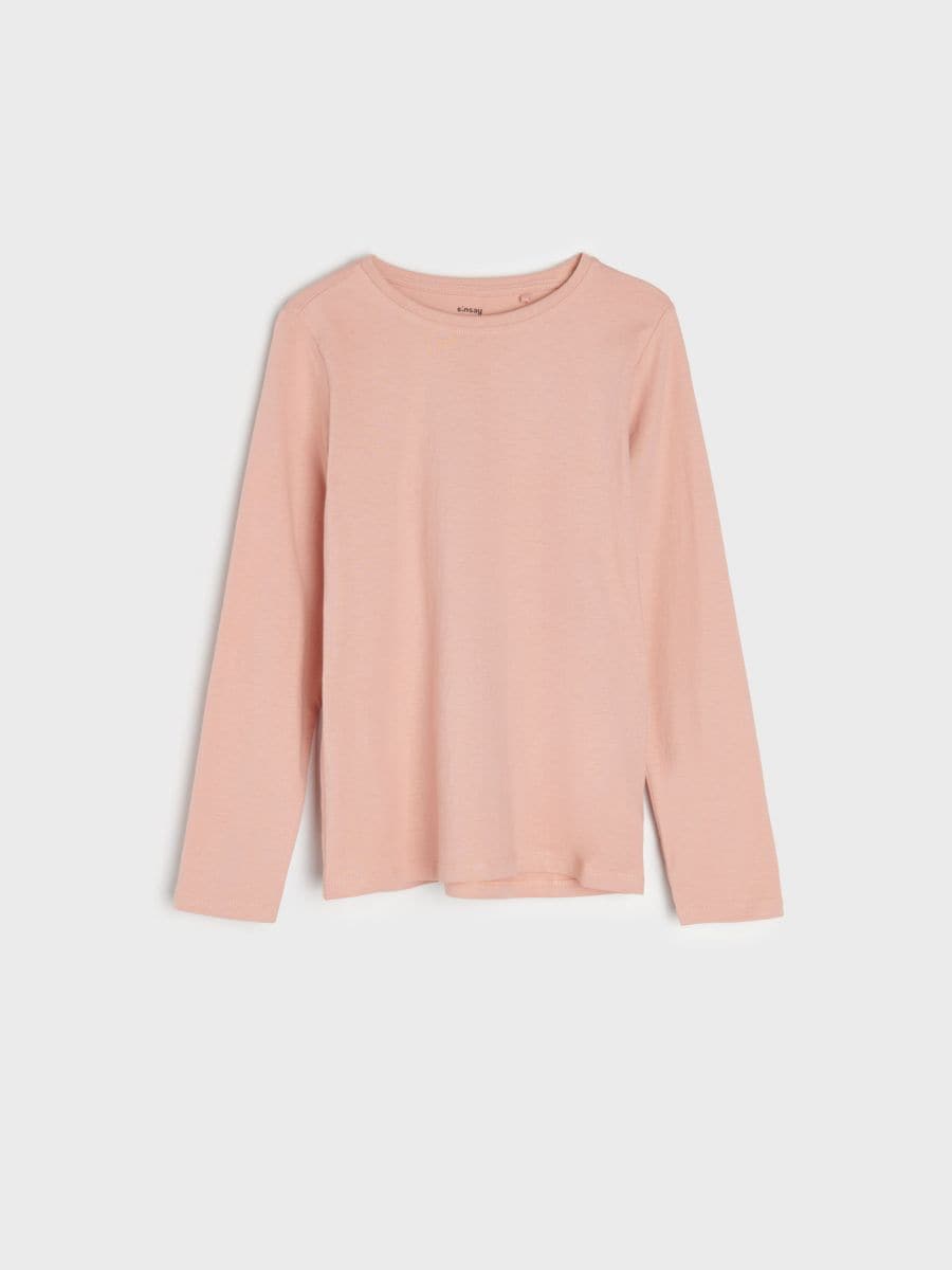 Marškinėliai ilgomis rankovėmis - pastelinė rožinė - SINSAY