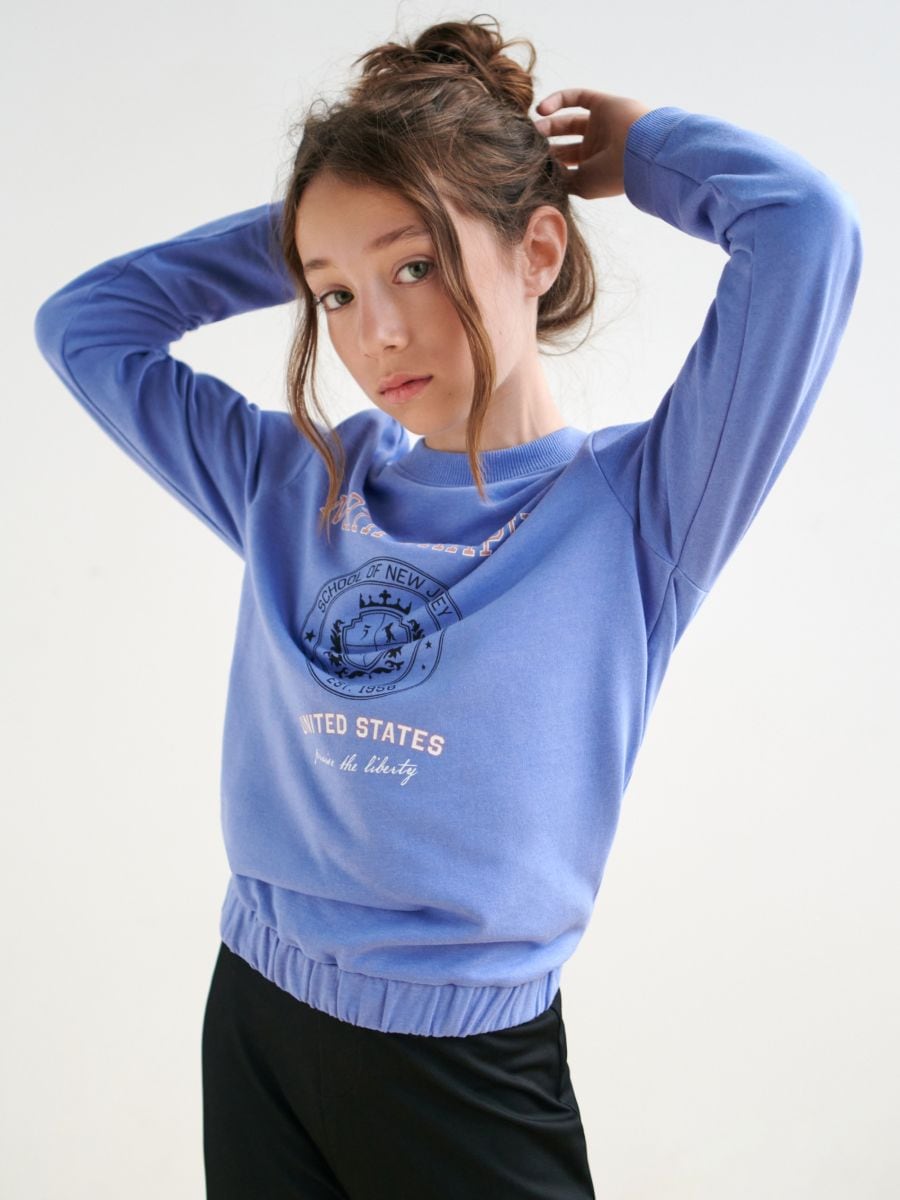 Sweatshirt mit Druck - Violett - SINSAY