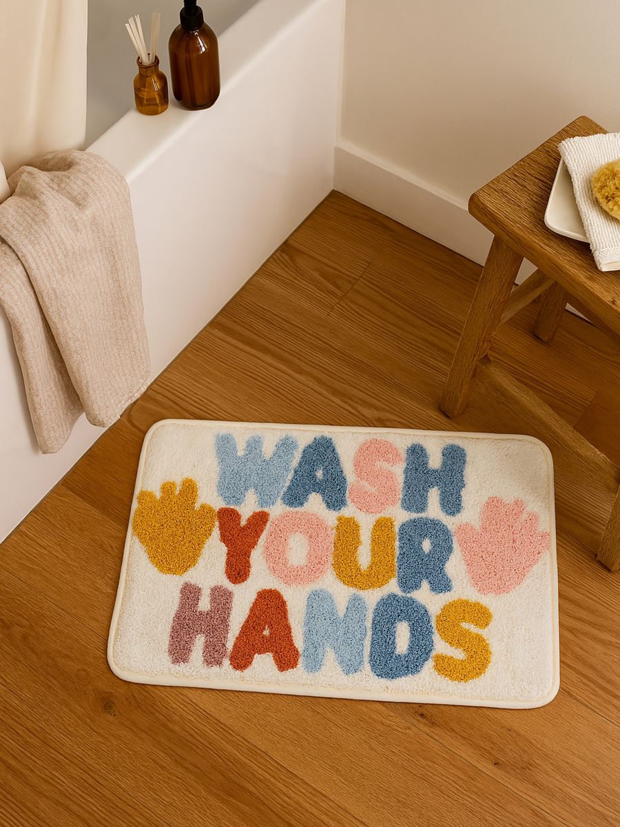 Mata łazienkowa z napisem "Wash your hands" - wielobarwny - SINSAY