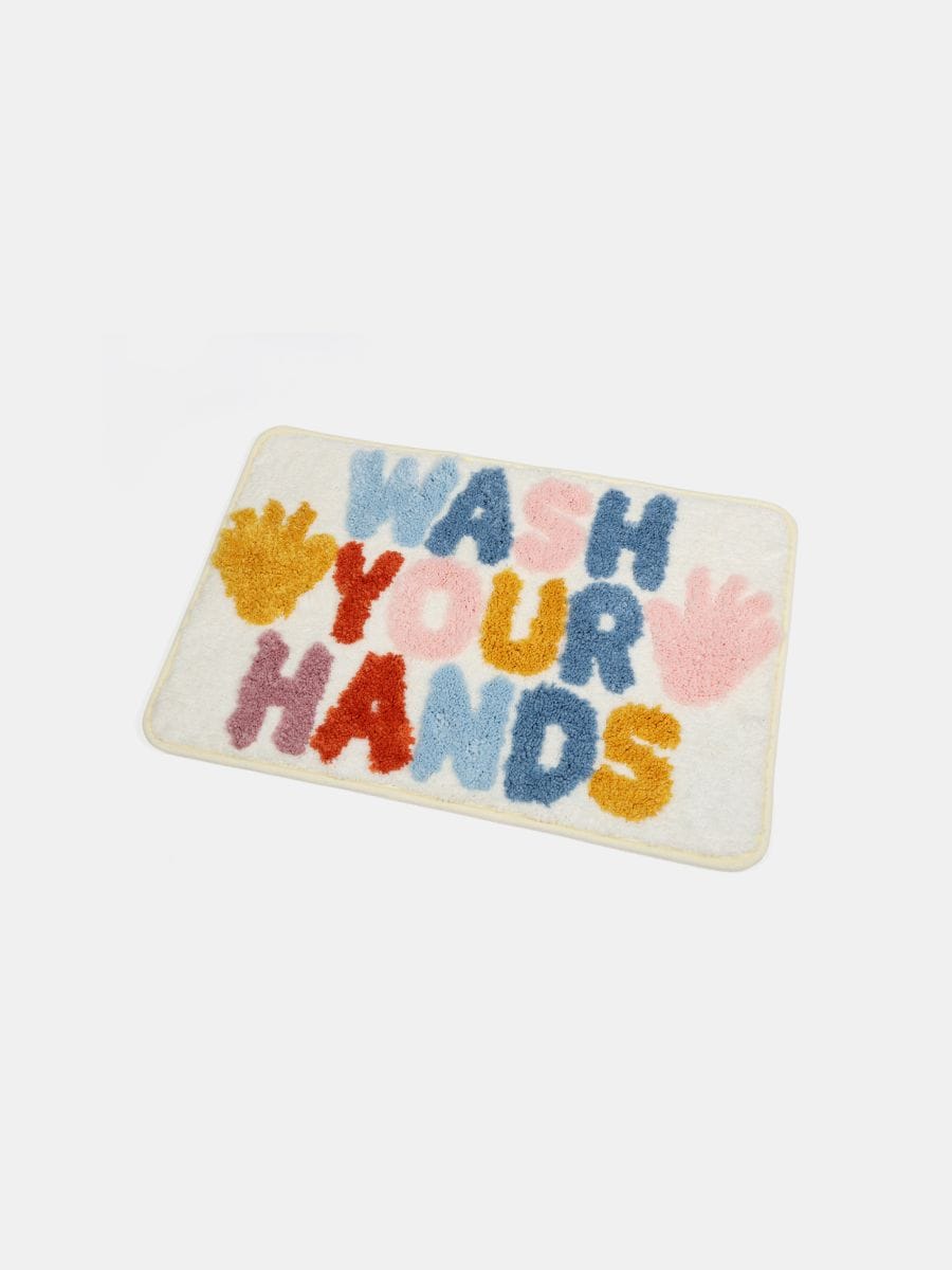 Mata łazienkowa z napisem "Wash your hands" - wielobarwny - SINSAY