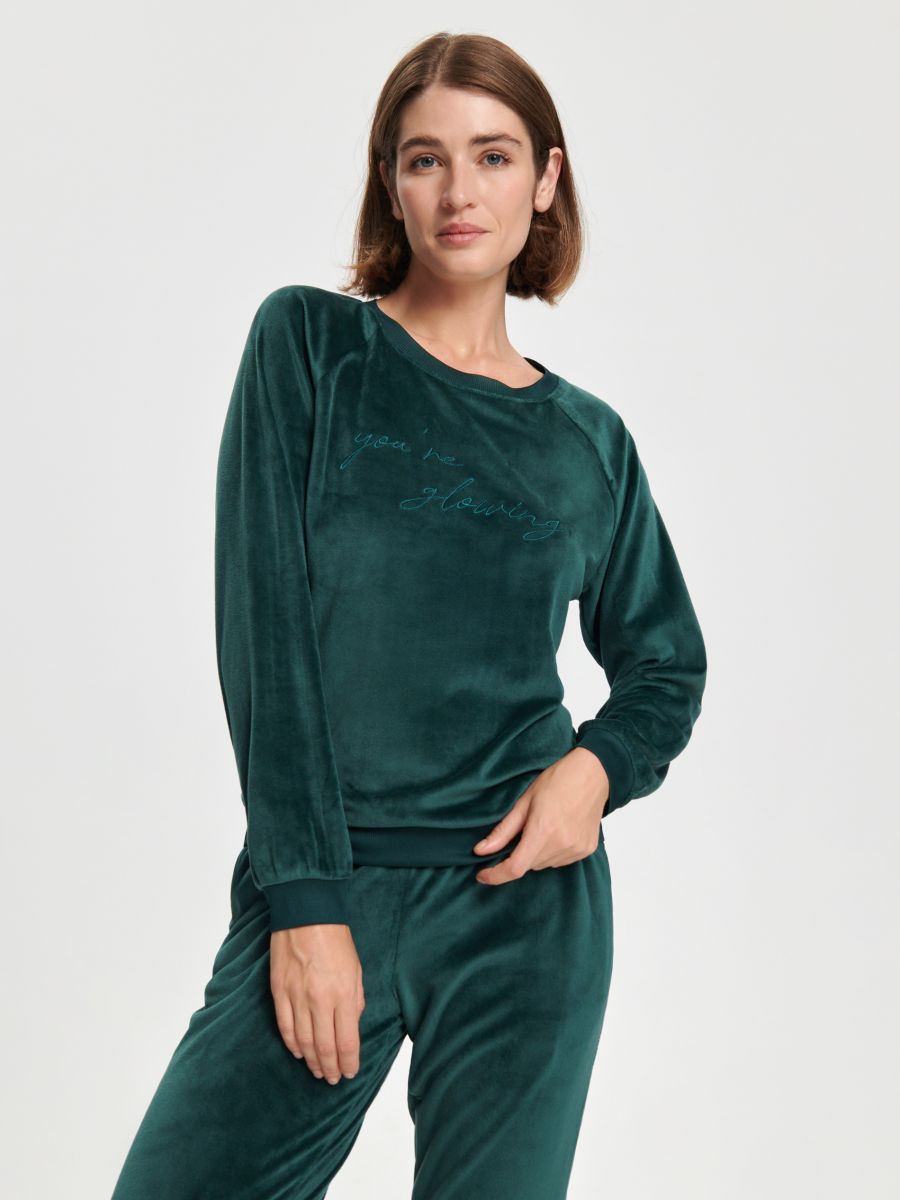 Piżama welurowa - zielony - SINSAY