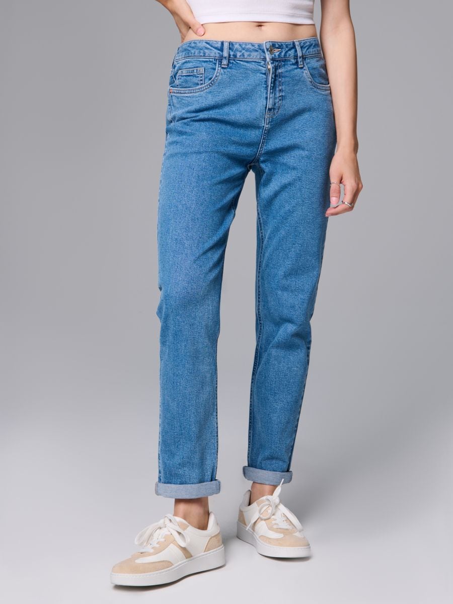 Джинси boyfriend slim - синій - SINSAY