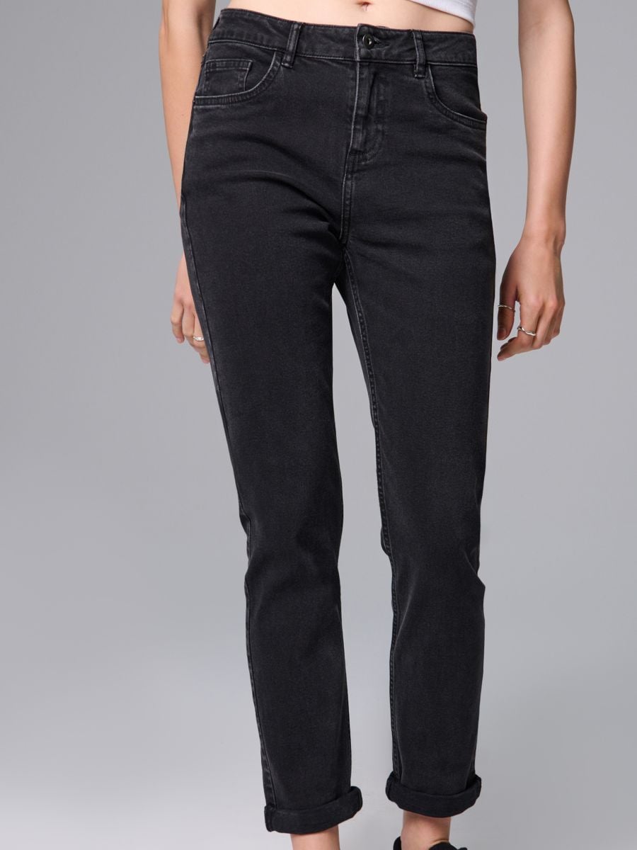 Джинси boyfriend slim - чорний - SINSAY