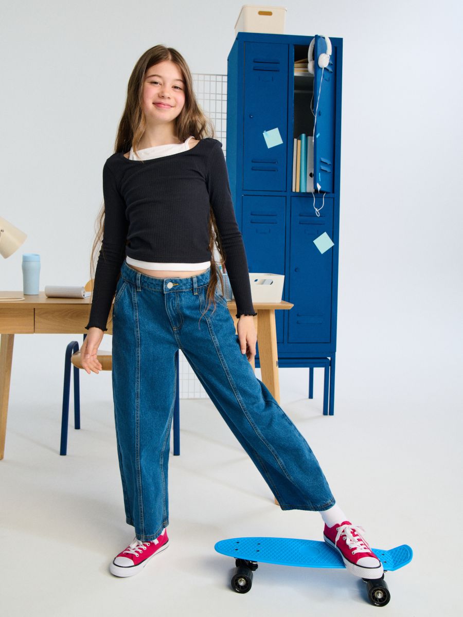 Džíny wide leg - indigo jeans - SINSAY