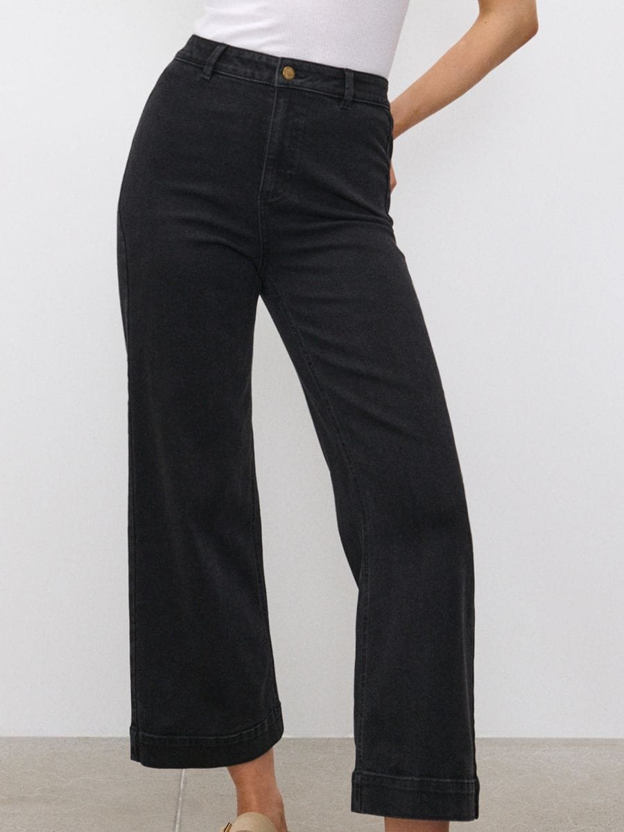 Jeansy culotte - czarny - SINSAY