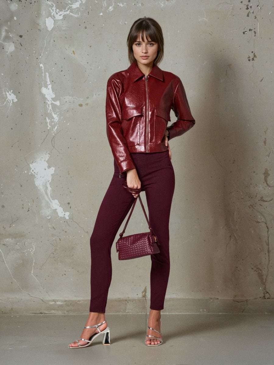 Τζιν παντελόνι skinny - burgundy - SINSAY