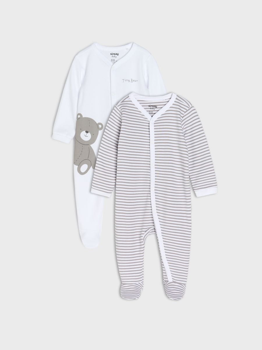 Sada 2 kusů bavlněných overalů - krémová - SINSAY