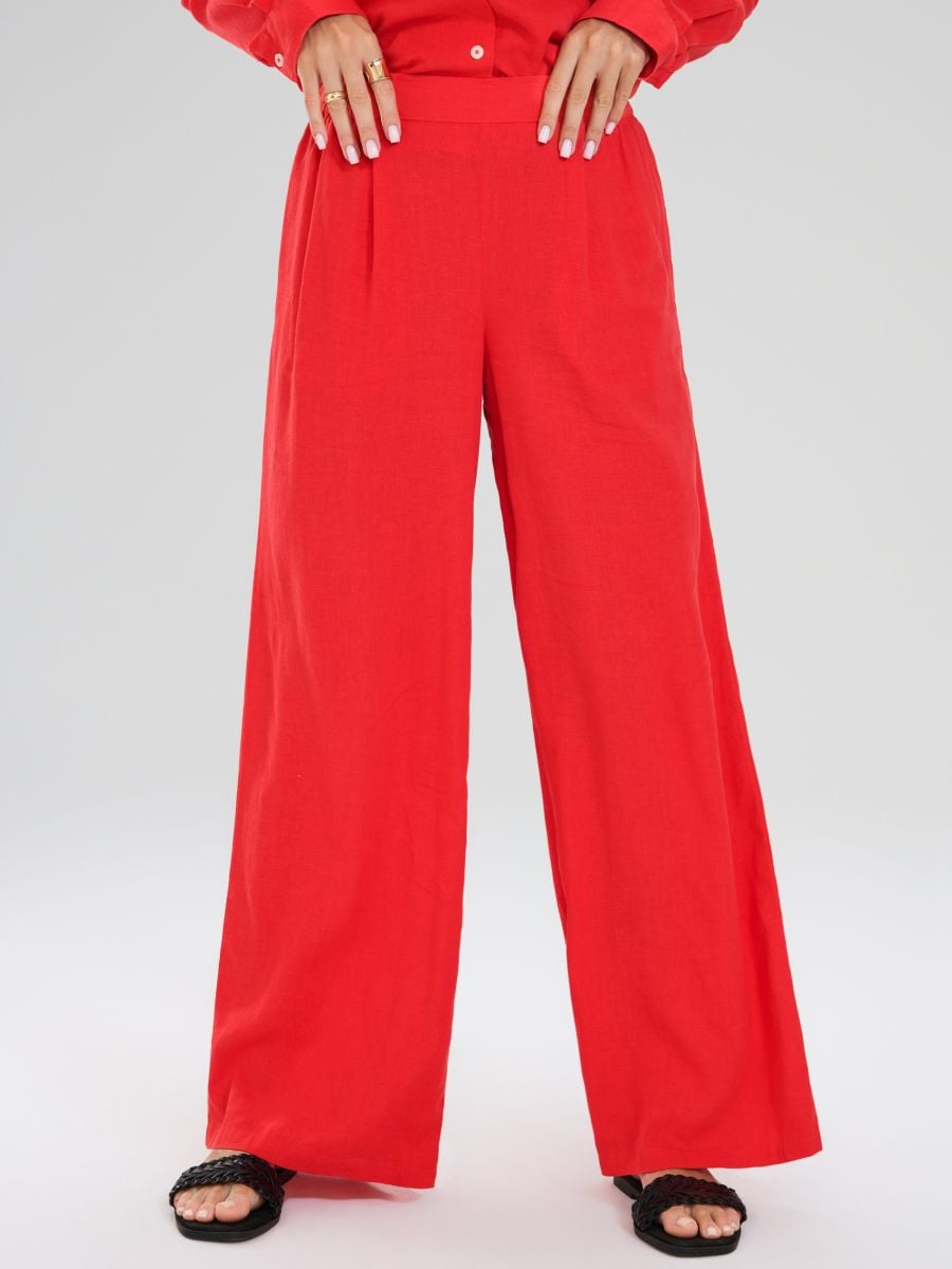 Püksid wide leg - punane - SINSAY