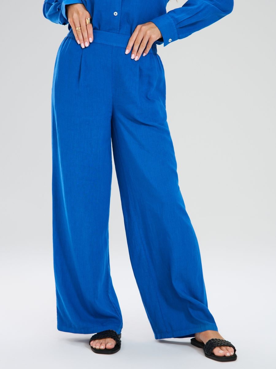 Spodnie wide leg - niebieski - SINSAY