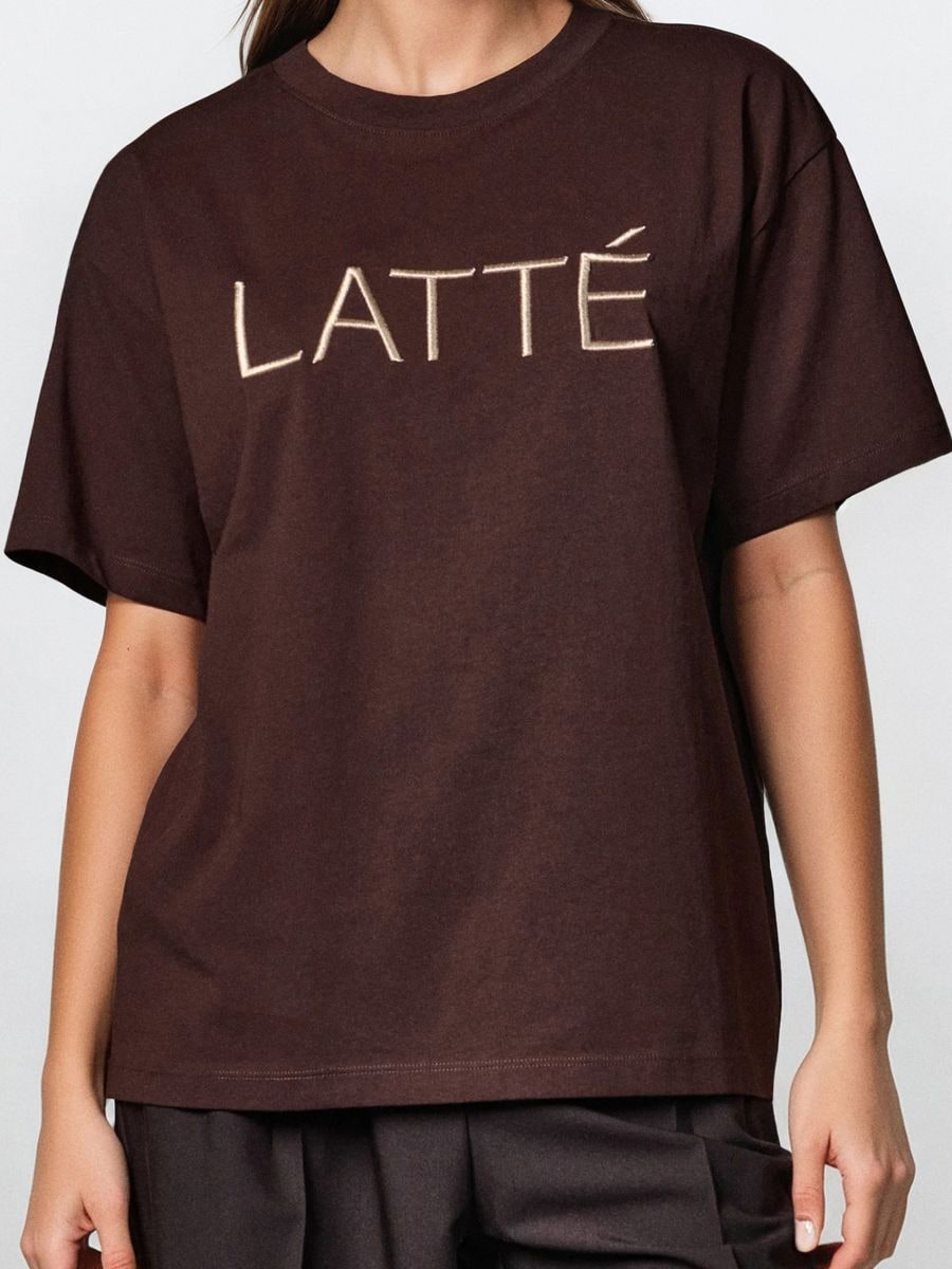 Футболка з вишивкою - коричневий - SINSAY