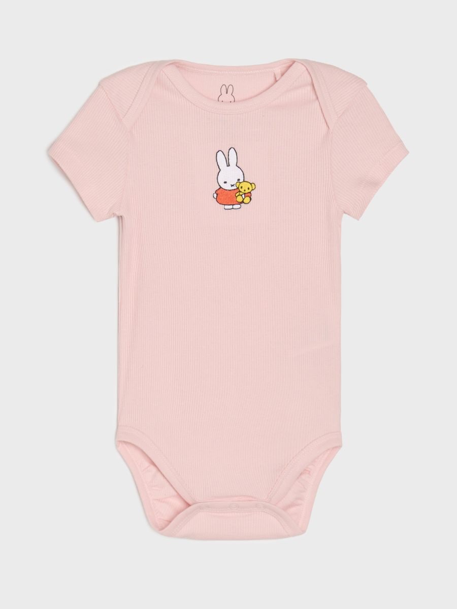 Body z prążkowanej dzianiny i ozdobnym haftem Miffy - różowy - SINSAY