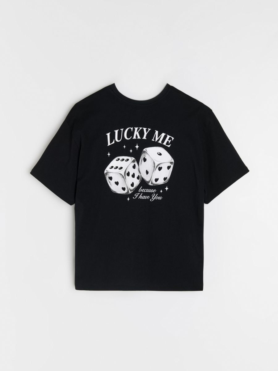 Puuvillane T-särk kuubikutrüki jaoks - must - SINSAY