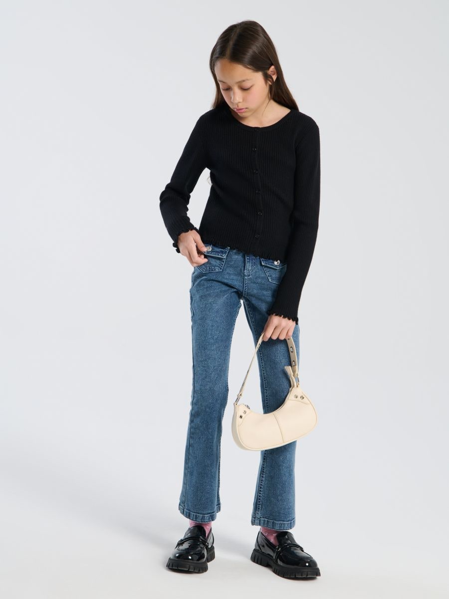 Spodnie jeansowe flare - niebieski - SINSAY